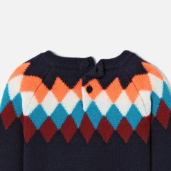 Pull en jacquard bébé garçon - marine/multicolore