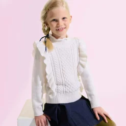 Pull enfant fille en laine - blanc doux jacadi