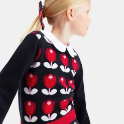 Pull enfant fille motif tulipe - marine jacadi