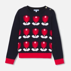 Pull enfant fille motif tulipe - marine jacadi