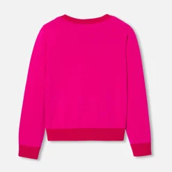 Pull enfant fille motif tulipe - rose/rouge