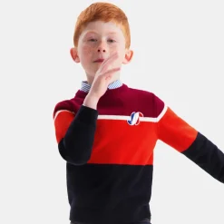 Pull enfant garçon color block - marine/rouge