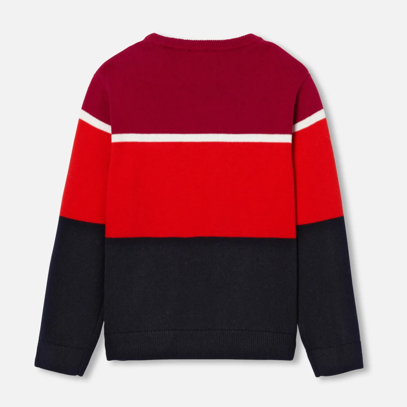 Pull enfant garçon color block - marine/rouge