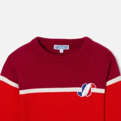 Pull enfant garçon color block - marine/rouge
