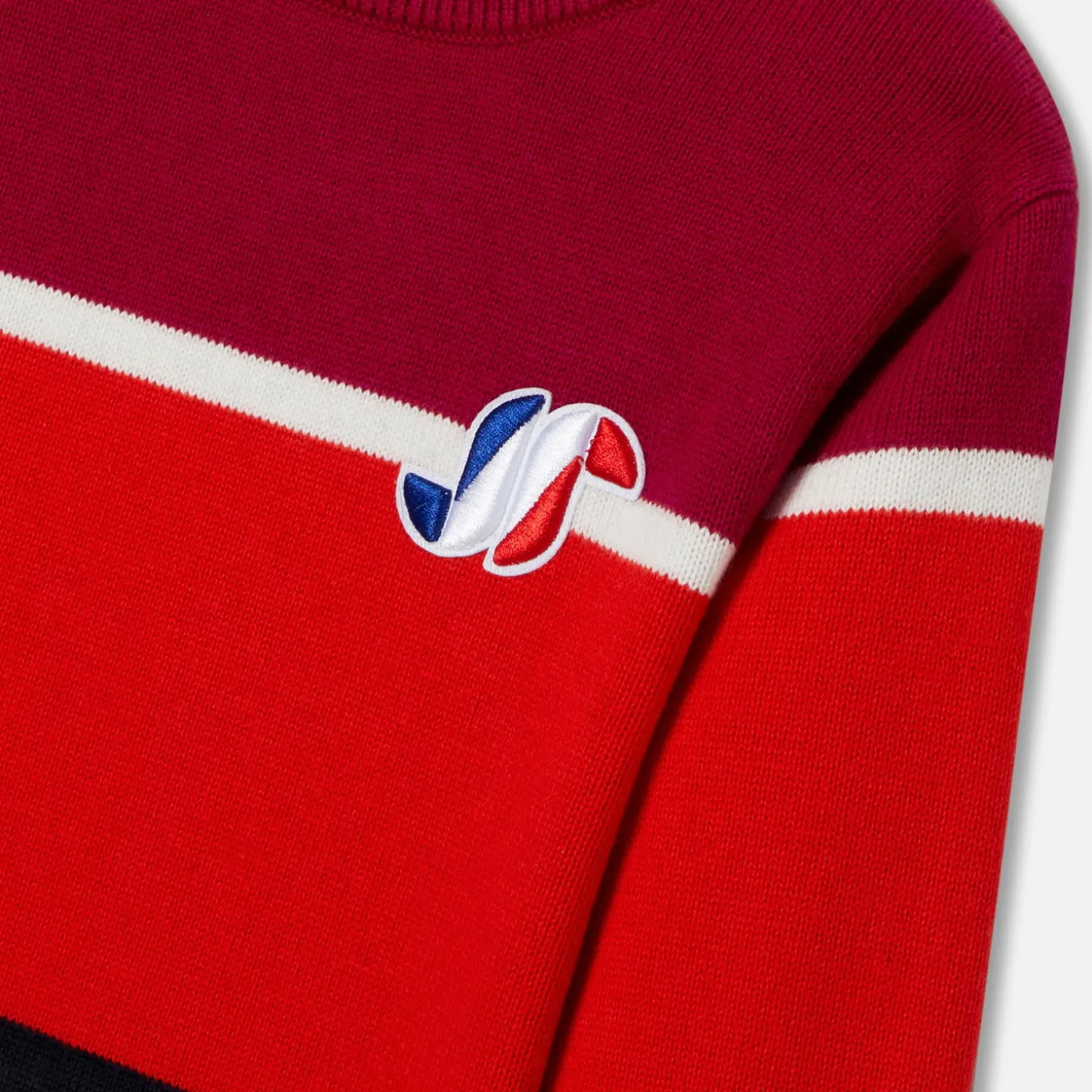 Pull enfant garçon color block - marine/rouge