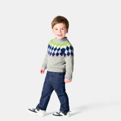 Pull jacquard bébé garçon - gris/multicolore