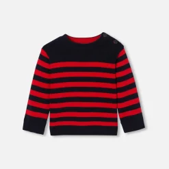 Pull marin bébé - marine/rouge