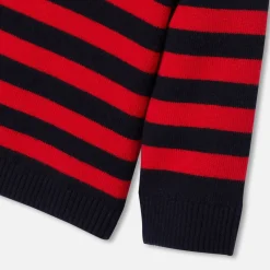 Pull marin bébé - marine/rouge