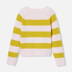 Pull rayé enfant fille - rose/vert