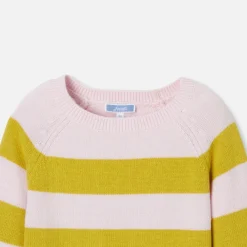 Pull rayé enfant fille - rose/vert