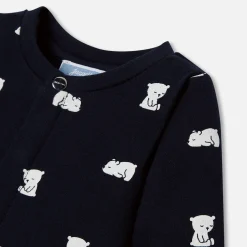 Pyjama bébé en molleton - marine/ecru