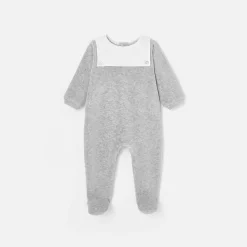 Pyjama bébé en velours - gris chine clair jacadi