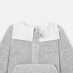 Pyjama bébé en velours - gris chine clair jacadi