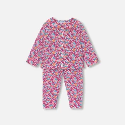 Pyjama bébé fille en Tissu Liberty - rose/multicolore