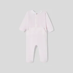 Pyjama bébé fille en velours bouclette - rose pale jacadi