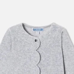 Pyjama bébé fille en velours bouclette - gris chine clair jacadi