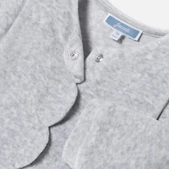 Pyjama bébé fille en velours bouclette - gris chine clair jacadi