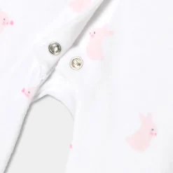 Pyjama bébé fille en velours motif lapin - blanc/rose