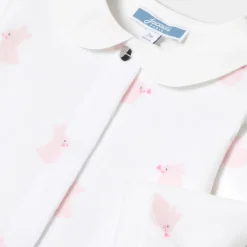 Pyjama bébé fille en velours motif lapin - blanc/rose