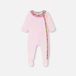 Pyjama bébé fille en velours - rose dragee