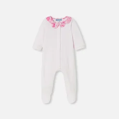 Pyjama bébé fille en velours - rose pale jacadi