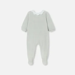 Pyjama bébé fille en velours - gris givre