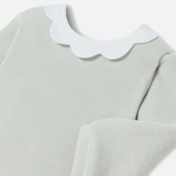 Pyjama bébé fille en velours - gris givre