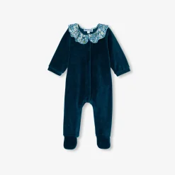 Pyjama bébé fille en velours - bleu/multicolore