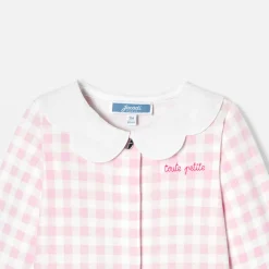 Pyjama bébé fille imprimé Vichy - blanc/rose