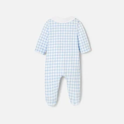 Pyjama bébé garçon en interlock - blanc/bleu