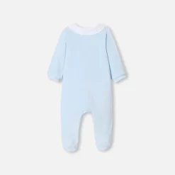 Pyjama bébé garçon en velours - bleu pale