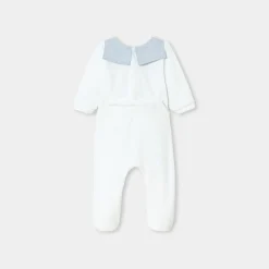 Pyjama bébé garçon en velours - blanc jacadi