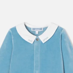 Pyjama bébé garçon en velours - bleu deau