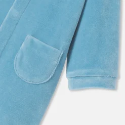 Pyjama bébé garçon en velours - bleu deau
