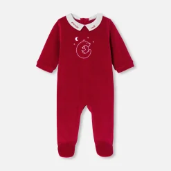 Pyjama de Noël bébé en velours - rouge jacadi