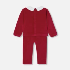 Pyjama de Noël bébé en velours - rouge jacadi