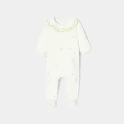Pyjama de Noël bébé fille en velours - blanc doux/multicolore