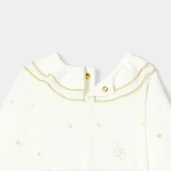 Pyjama de Noël bébé fille en velours - blanc doux/multicolore