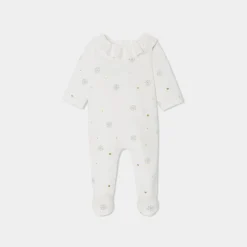 Pyjama de Noël bébé fille en velours - blanc doux jacadi