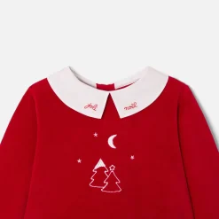 Pyjama de Noël bébé garçon en velours - rouge pavot