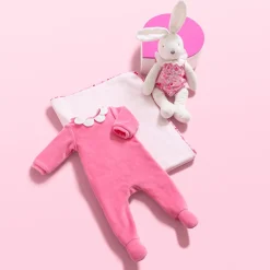 Pyjama en velours bébé fille - rose the