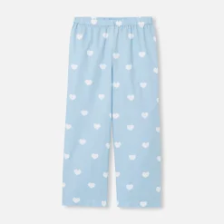 Pyjama enfant fille en coton - blanc/bleu