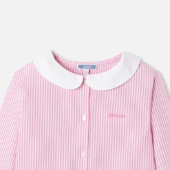 Pyjama enfant fille en flanelle - blanc/rose