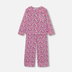 Pyjama enfant fille en tissu Liberty - rose/multicolore
