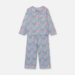 Pyjama enfant fille en tissu Liberty - bleu/multicolore