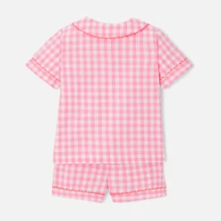 Pyjashort enfant fille en Vichy - rose/blanc