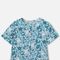 Pyjashort enfant fille en tissu Liberty - bleu/multicolore