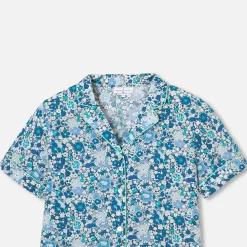 Pyjashort femme en tissu Liberty - bleu/multicolore