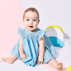 Robe bébé fille en fil à fil - chambray
