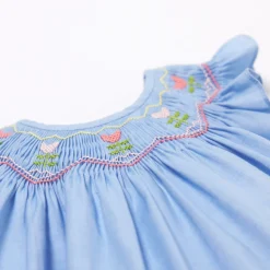 Robe bébé fille en fil à fil - chambray